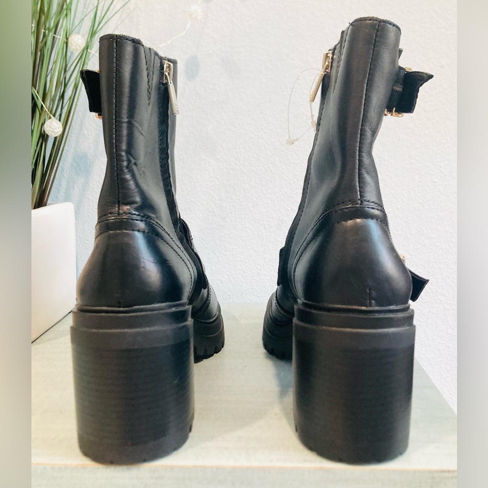 NWOT Kenneth Cole Rhode Heel Buckle PG Polar Grip Black Leather Boots 8.5 - Picture 8 of 16